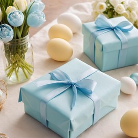 Light Blue Ribbon 3/8 Inches 36 Yards Roll Perfect for Scrapbooking Art Hair Bow Wedding Wreath Baby Shower Packing Birthday Wrapping Christmas Gifts Decorations Sewing DIY Other Projects