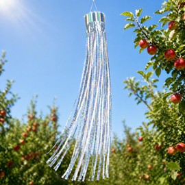 Bird Scarer Windsock Holographic Silver Windsock, High Reflection Bird Deterrents Spinner Tassel Keep Birds Away for Outside，Garden, Orchards, Patio, Yard