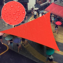 Amgo 10' x 11' x 14.9' Custom Size Red Triangle Waterproof Sun Shade Sail Order to Make UPF50+ AMTADT16 Canopy Awning, 95% UV Blockage Water Resistant, Backyard Patio Garden (We Customize)