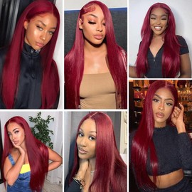 99J Bundles Burgundy Straight Human Hair Bundle 8A Grade Wine Red 3 Bundles 20 20 20 Inch 99J Straight Bundle For Black Women Burgundy Hair Extensions