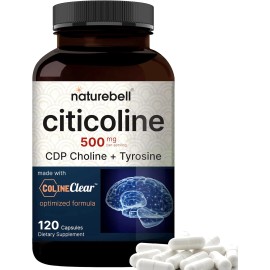 Naturebell Citicoline CDP Choline 500Mg with Tyrosine 50Mg, 120 Capsules
