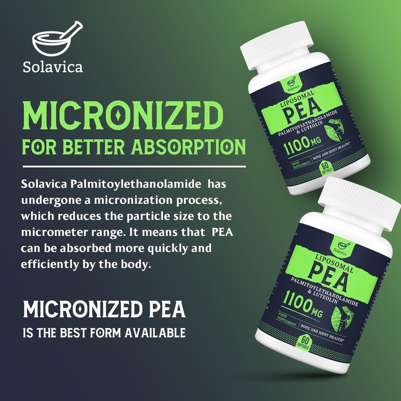 Liposomal Palmitoylethanolamide (Pea) 1100mg with Luteolin, Micronized Pea - High