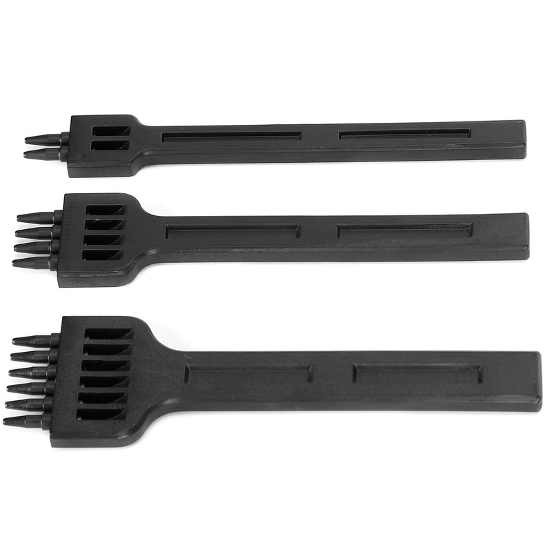 3Pcs 4mm Spacing Prong Chisel Black Alloy Steel 2/4/6 Teeth