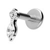 PIERCINGLINE Titanium Labret with Internal Thread Crystal Leaf Piercing Ear