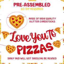 Love You To Pizzas Banner Valentine’s Day Pizzas Party Decoration NO DIY Pizza Theme Birthday Party Wedding Anniversary Baby Shower Bridal Shower Valentine Party Supplies
