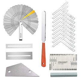 Kuylive Guitar Luthier Tools Includes Guitar Fret File, Fret Rocker, Fingerboard Guards Protectors, Guitar Radius Gauge, String Action Ruler, 32 Blades Feeler Gauge and Grinding Stone