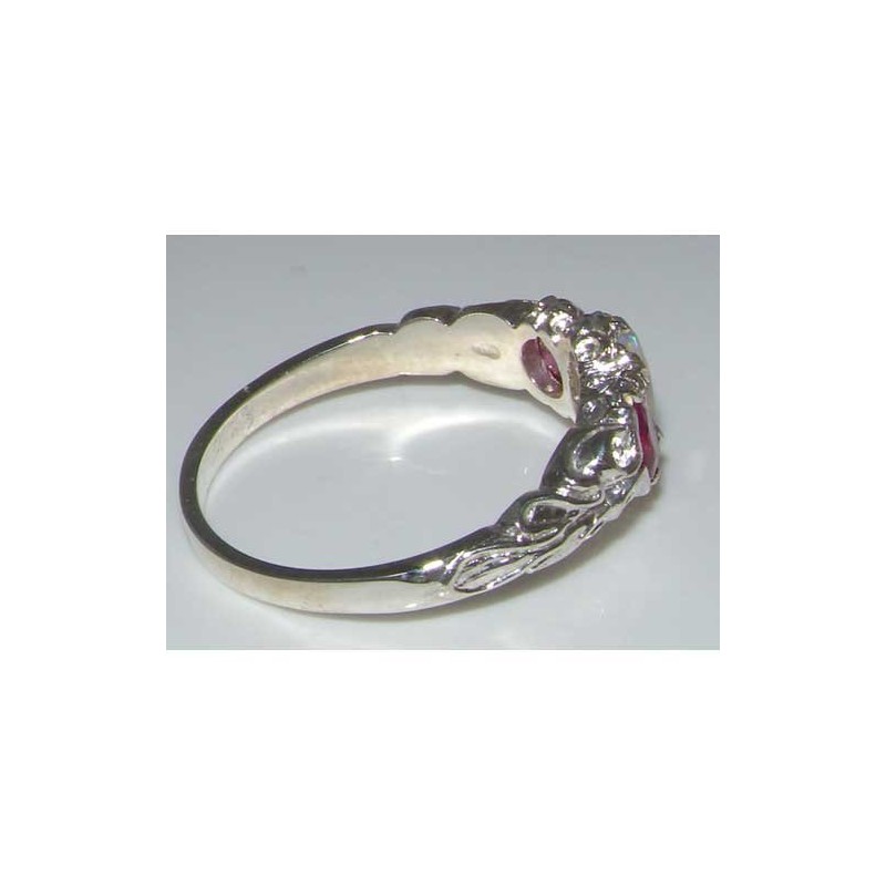 LetsBuyGold 925 Sterling Silver Natural Opal and Ruby Womens Trilogy
