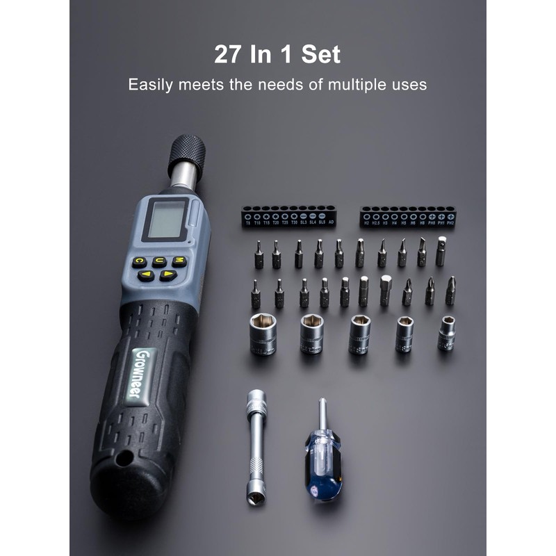 GROWNEER Digital Torque Screwdriver, 2.66-53.1 In-lbs/0.3-6 Nm, 1/4'' Drive Inch