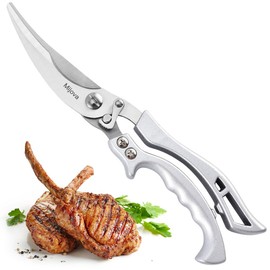 Kitchen Poultry Scissors Sharp Chicken Bone Scissors Stainless Steel with Safety Lock and Spring Mechanism for Cutting Meat, Chicken Bones, Fish and Vegetables (MJ2)