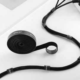 DFV mobile - Magic Sticker Fastener Tape Nylon Cable Organiser, Size: 20 mm x 1 m for BBK Vivo U10 (2019) - Black