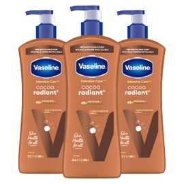 Vaseline Intensive Care Body Lotion Cocoa Radiant 3 count for Dry Skin Lotion Made with Ultra-Hydrating Lipids and Pure Cocoa Butter for a Long-Lasting, Radiant Glow 20.3 Oz