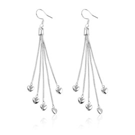 Watforsh 925 Sterling Silver Heart Earrings for Women Chain Tassel Earrings Chandelier Long Dangling for Love Jewelry