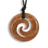 Island Piercings Handmade Koru Maori Design Wooden Pendant with Ribbon