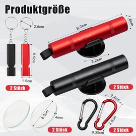 ZOCONE Pack of 2 Emergency Hammer Car 2 in 1 Multifunctional Glass Breaker with Belt Cutter Carabiner Hook Emergency Whistle Test Glass, Portable Emergency Hammer Small Safety Hammer for Car Buses