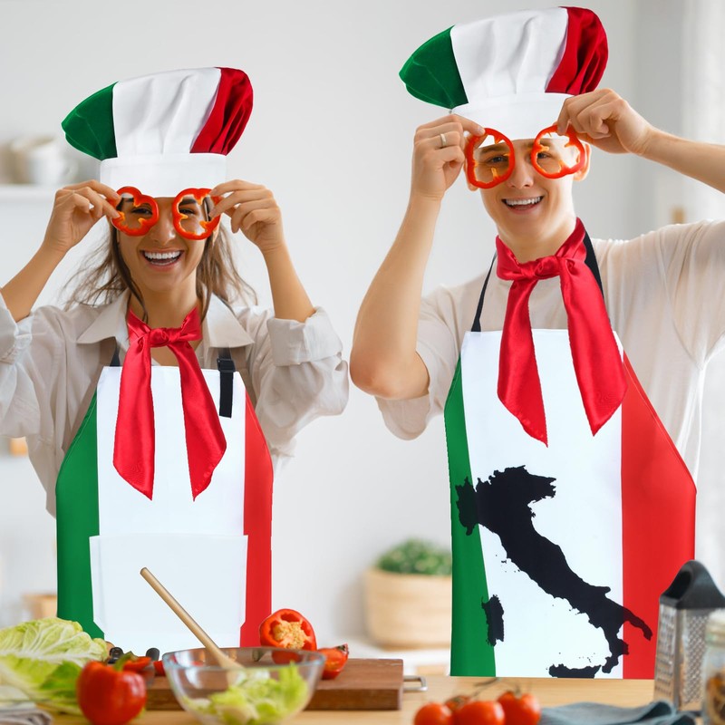 Kyson 6 Pieces Italian Flag Chef Costume Italian Pizza Chef