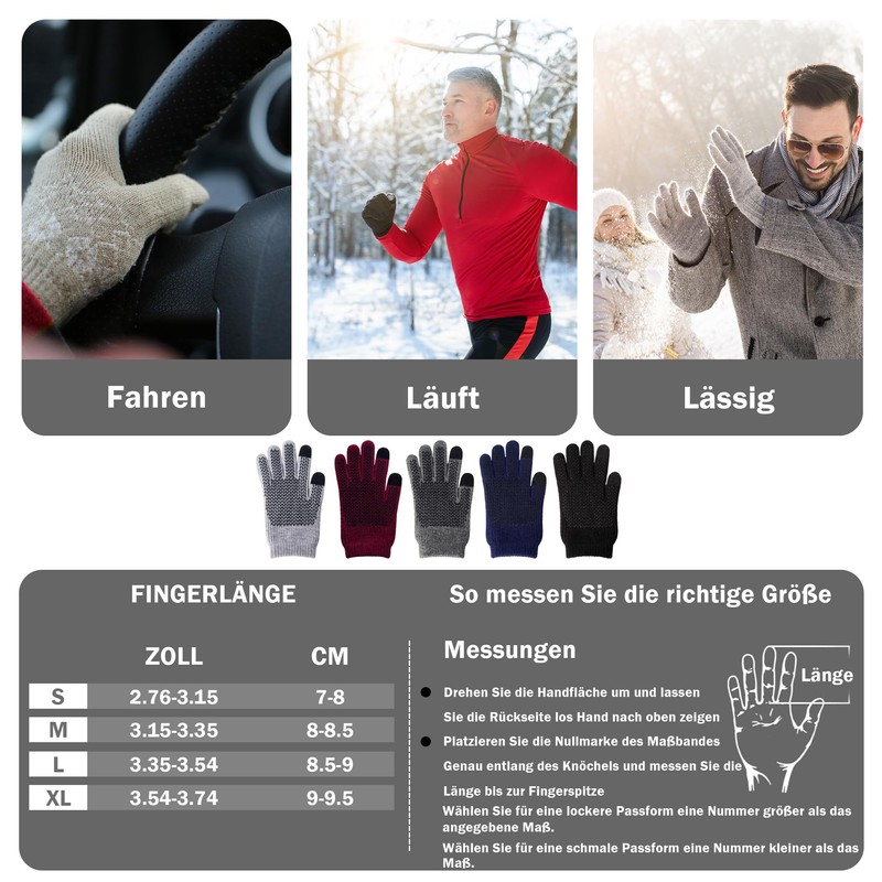 ineepor Alpaca Gloves Men Women Double Layer Touchscreen Thermal Warm