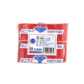 QA-080-4G Vinyl Tie, PVC, 0.2 x 3.1 inches (4 x 8 cm), Cut, Red, Kyowa Vinyl, Wire Tie, PVC, Iron Core