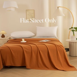 Ecocott Queen Flat Sheet - Hotel Quality Flat Sheets Only - Cotton Top Sheet - Ultra Soft & Breathable - Wrinkle Free & Fade Resistant - 1 Piece Flat Sheet (Queen, Brown)