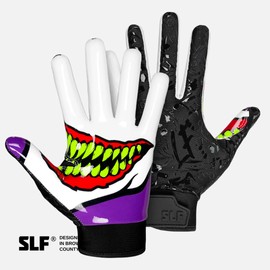 SLEEFS Football Receiver Gloves [1 Pair - Large/L] - No Slip, Crazy Sticky Silicone Grip - Youth and Adult Sizes - Green Grin