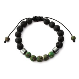 Plantlife Green Agate Adjustable Bracelet - Beautiful, One-of-a-kind jewelry made from lava rock and natural stone for use with essential oil