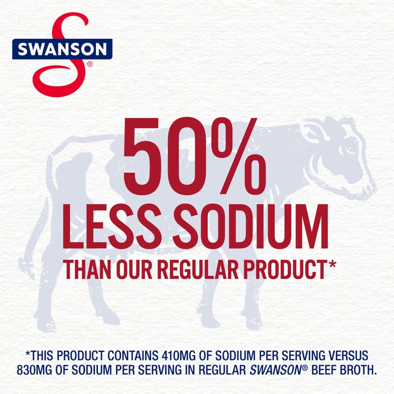 Swanson 100% Natural Lower Sodium Beef Broth, 32 oz Carton