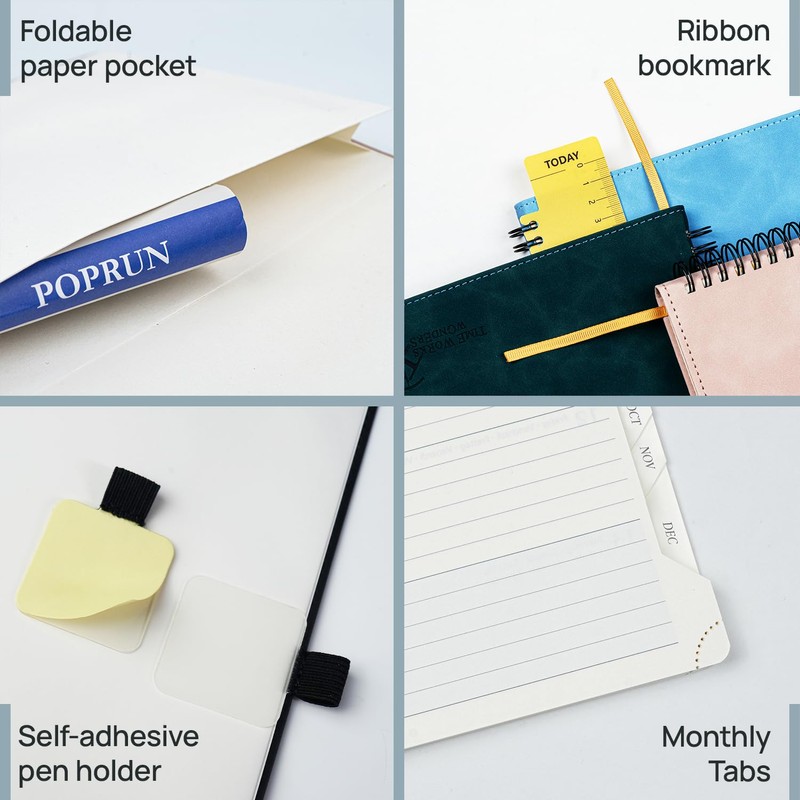 POPRUN Diary A5 Week to View 2026 PU Leather Soft