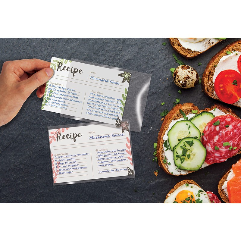 Crystal Clear Recipe Card Covers, 4 x 6 Inch, 200