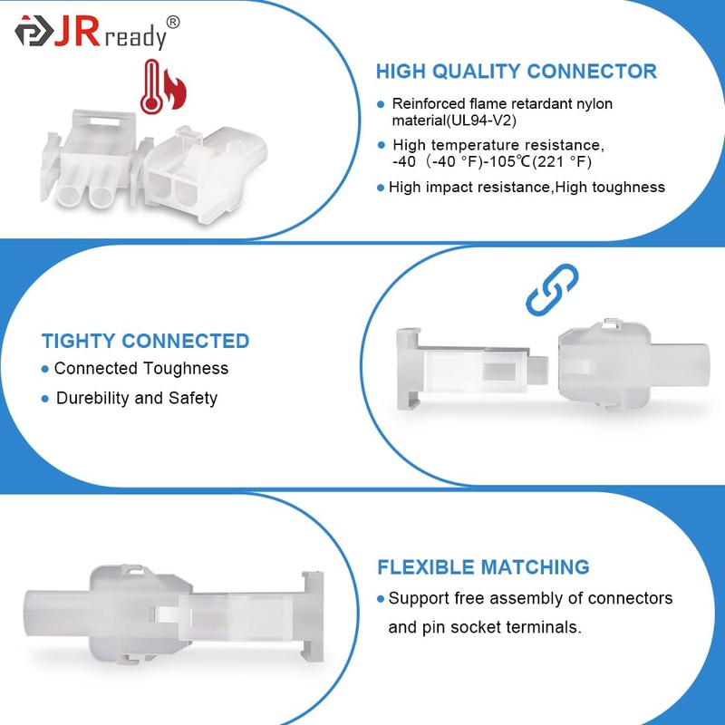 JRready ST6427 Power Connector 6 Pin (5 Matched Sets)，2.13mm Diameter
