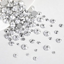 Beadsland Rhinestones for Makeup, 8 Sizes, 2500 Pieces, Crystal Flat Back Rhinestones, Face Gemstones for Nails, Crafts with Tweezers and Wax Pen, Sillable Hematite, SS4-SS30