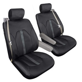 GIANT PANDA Seat Covers for Trucks Chevy Silverado, Dodge Ram, Ford F150 F-Series, Low Back PU Leather Front Seat Cover for Pickup and Trucks with Built in Seat Belts, Black