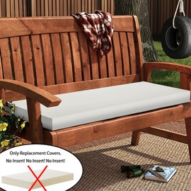 Magpie Fabrics Patio Bench/Swing Cushion Slip Cover 42 x 18 x 3 Inch, Water Resistant UV Protection Outdoor Furniture Loveseat Replacement Cushion Cover with Zipper (Recycled Cream White)