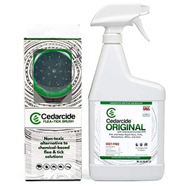Cedarcide Flea + Tick Pet Brush (Quart Pack) | Durable Grooming Brush Effectively Applies Cedarcide Original Biting Insect Spray to Kill + Repel Fleas Ticks & Mosquitoes | for Pet Cats and Dogs