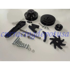 CNCRSR Big Block Chevy SWP Short Water Pump BlackAluminum Pulley Alternator Bracket Kit