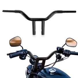 PSLER T-Bar Handlebar Drag Bar - 1-1/4'' Diameter Rise for 1996-2024 Dyna Softail Sportster 883 1200 XL 10" Black