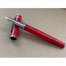 Rhapsody Luxury 3035 Executive Steel Fountain Pen in RED Ink Pens ~ 0.5mm Medium-Fine Nib