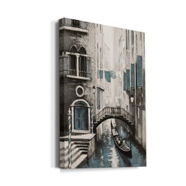 Renditions Gallery Canvas Architectural Artwork for Office Gandola Ride in Venice Water Streets Abstract Hanging Paintings for Bedroom Living Room Office Wall Decor - 18"X27" LT15