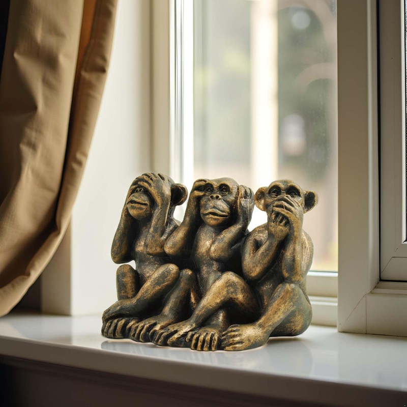 PlentifulHome 3 Wise Monkeys Statue - Hear No Evil, See