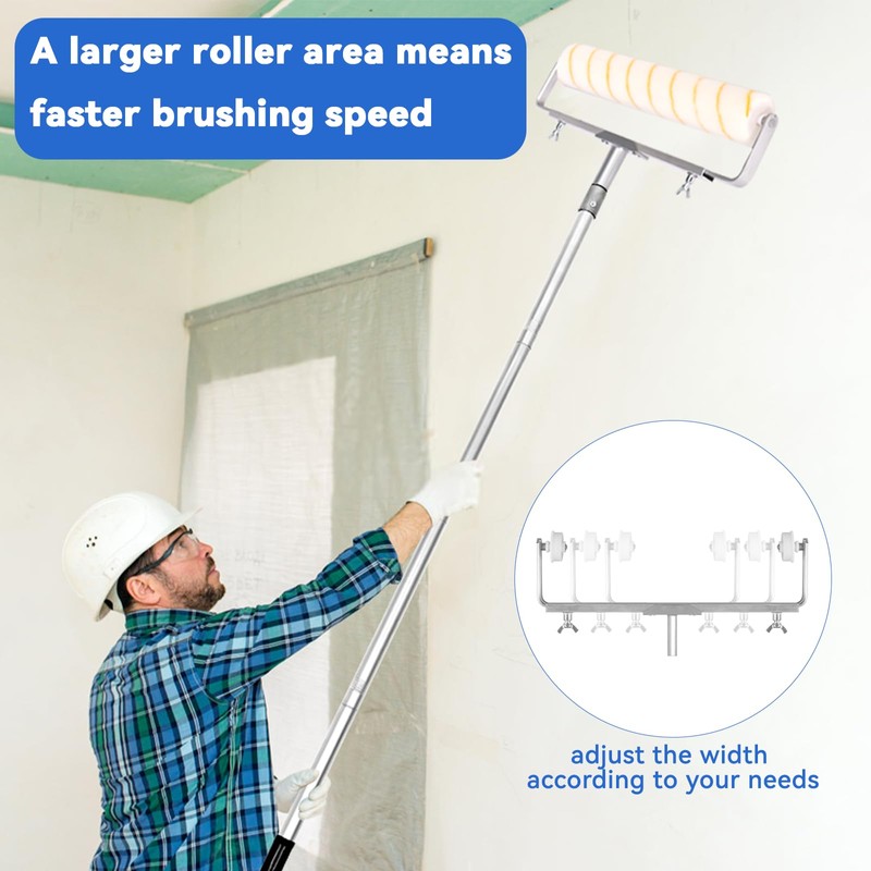 12 Pcs 18 Inch Paint Roller Kit,12-18" Adjustable Roller Frame,Large