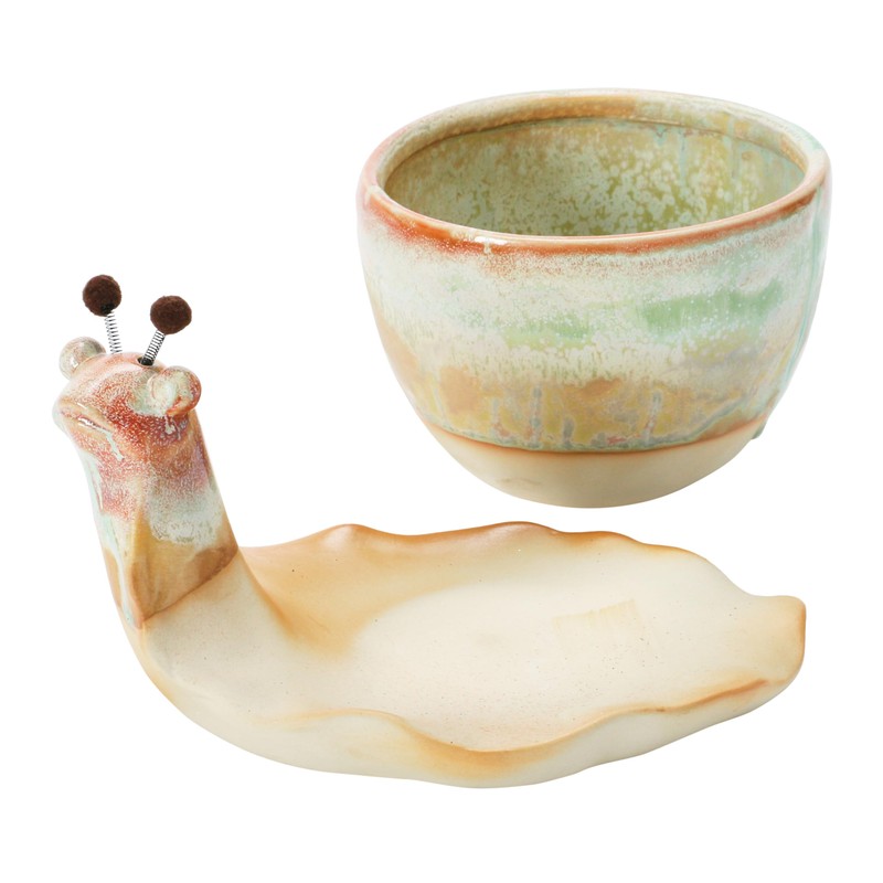 Creative Co-Op Stoneware Snail Planter, Reactive Glaze, (Each One Will