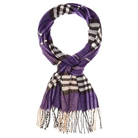 VIKINGS Unisex Scarf with Fringe, Purple Tartan