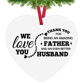 Ceramic Ornament for Husband Anniversary Wedding Gifts for Husband from Wife Couple Gifts for Him Husband Christmas Ornaments We Love You Ceramic Heart Keepsake for Husband Fathers Day Birthday Gifts