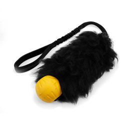 HOWGO Dog Rope Toy,Dog Bungee Chaser Toy 100% Sheepskin,Sheep Smell Tug Toy for All Breeds(Black, Large with Ball)