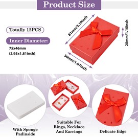 Craftdady 12Pcs Red Polka Dot Rectangle Jewelry Boxes Hard Cardboard Present Packaging Boxes with Bowknot Earring Ring Necklace Boxes for Valentine Anniversary Birthday Wedding, 3.19 x 1.97 x 1.1 Inch