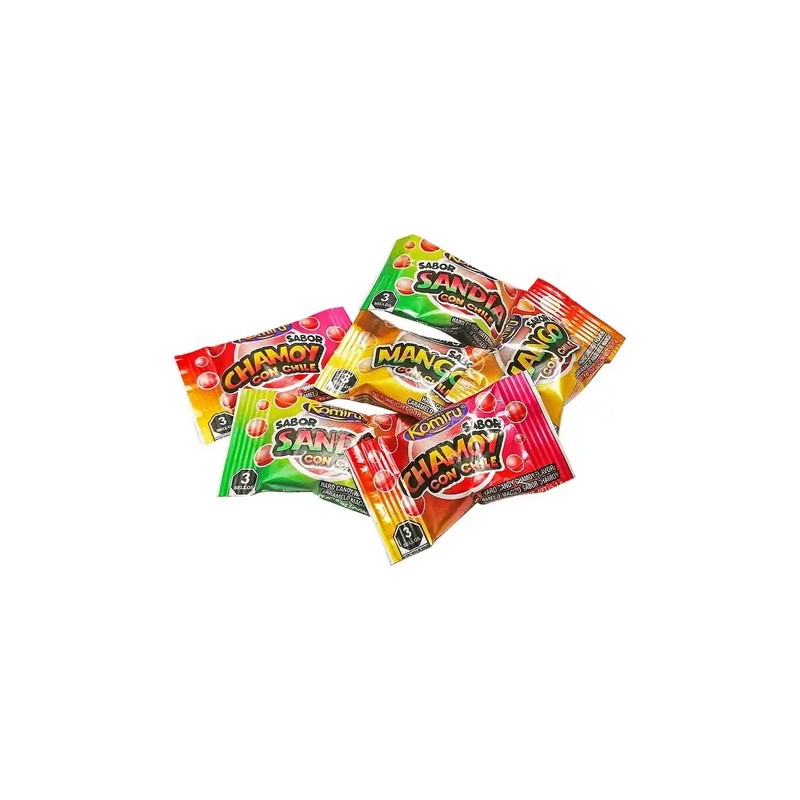 Caramelos Frutales Komiru Mix 60 Piezas Sabores Chamoy Mango Sandía