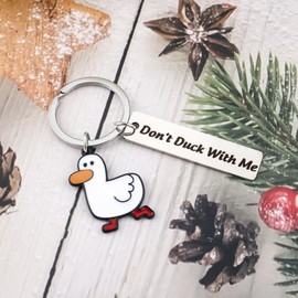 PLwelth Cute Duck Gifts for Her Him Funny Duck Keychain for Couples Don’t Duck With Me Keyring for Car Backpack Wallet Gifts for Boyfriend Girlfriend Duck Lovers Birthday Christmas(Sliver)