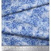 Soimoi Blue Cotton Canvas Fabric Floral Decor Fabric Printed BTY