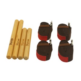 Milageto Solid Massage Stick Set,Bamboo Massage Roller Sticks for Relax Muscles,Wood for Body Shaping, Massage Tools, Brown Stretch Belt