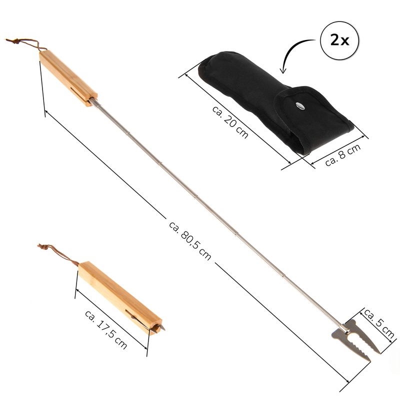bremermann Telescopic Barbecue Forks Set of 2 Including Bag Stainless