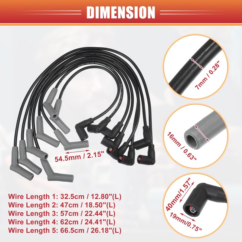 ACROPIX 7mm Car Spark Plug Coil Wire Ignition Coil Harness