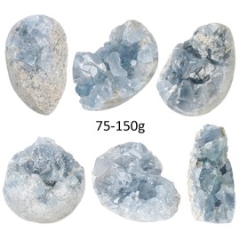 Nupuyai Nupuyai Natural Celestite Raw Mineral Crystal Cluster Geode Specimen Stone, Energy Crystals Druzy for Reiki Healing Home Decor (75-150g)